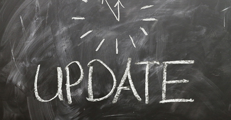 CPA PEP Update for the 2022/23 Academic Year A photo of a blackboard with the word "Update" on it and a clock drawn above it.